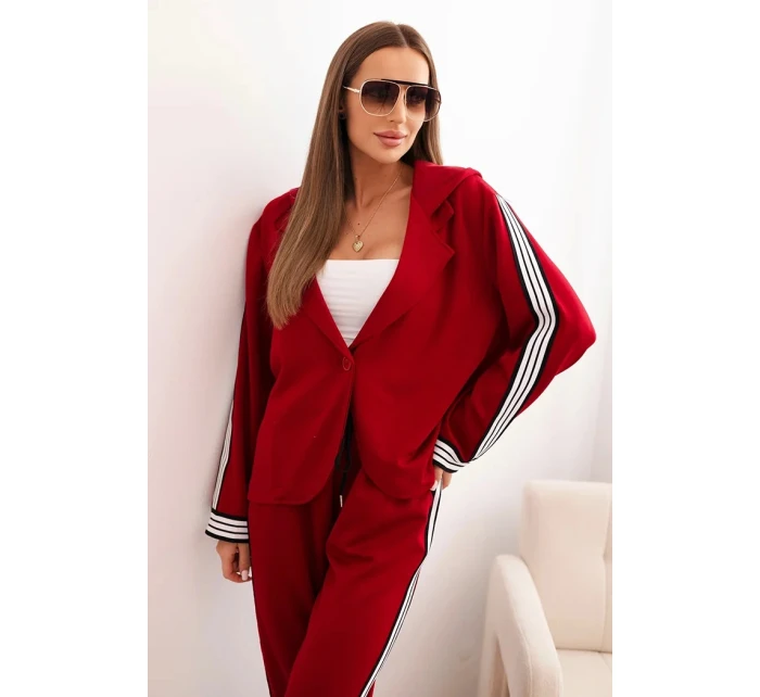 Dámský komplet s viskózou s model 21339245 a sportovní sako červený - K-Fashion