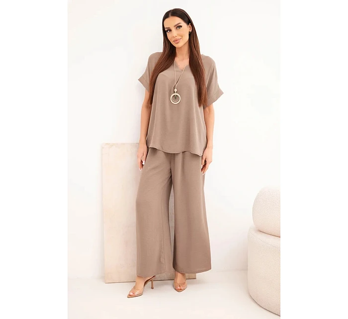 Komplet s náhrdelníkem halenka + kalhoty fango