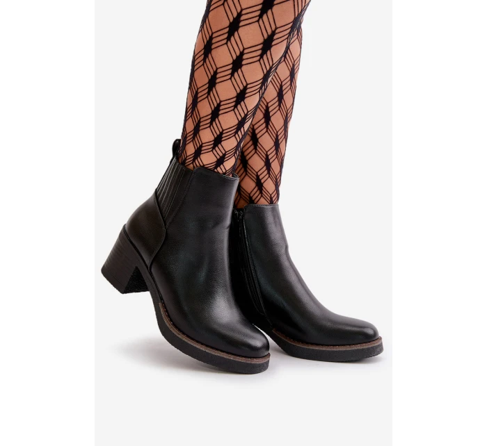 Zateplené dámské boty na podpatku eko kůže černé model 21668840 - Boto Zateplené dámské boty na podpatku eko kůže černé model 21668840 - Boto