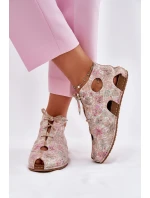 Vzorované Kožené Boty model 21697469 Béžové - Maciejka