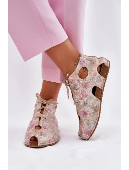 Vzorované Kožené Boty model 21697469 Béžové - Maciejka
