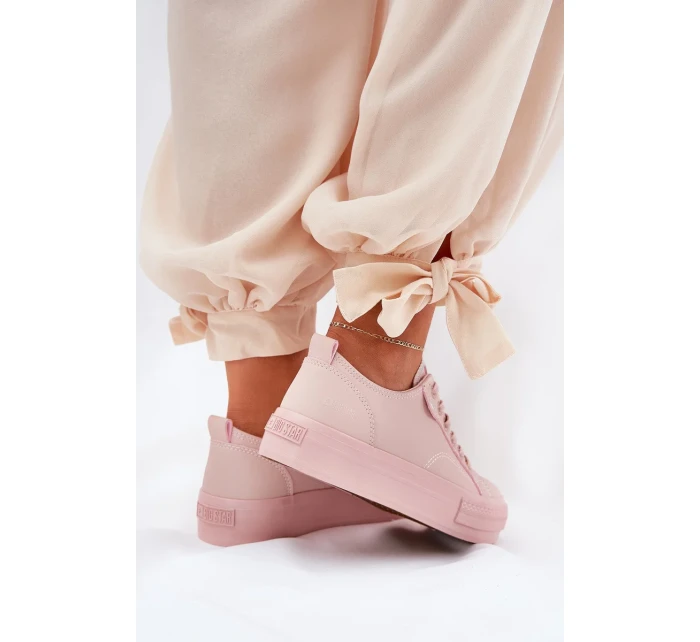 Dámské tenisky na platformě z eko kůže Big Star – růžové Dámské tenisky na platformě z eko kůže Big Star – růžové