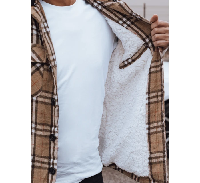 Pánská zateplená bunda s kapucí béžová FashionStreet TX4955