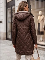 Kurtka damska przejściowa pikowana z kapturem brązowa model 22342146 - FashionStreet