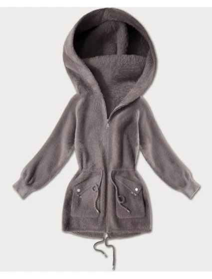 Přehoz přes oblečení typu alpaka v kakaové barvě s kapsami (W010#) Přehoz přes oblečení typu alpaka v kakaové barvě s kapsami (W010#)