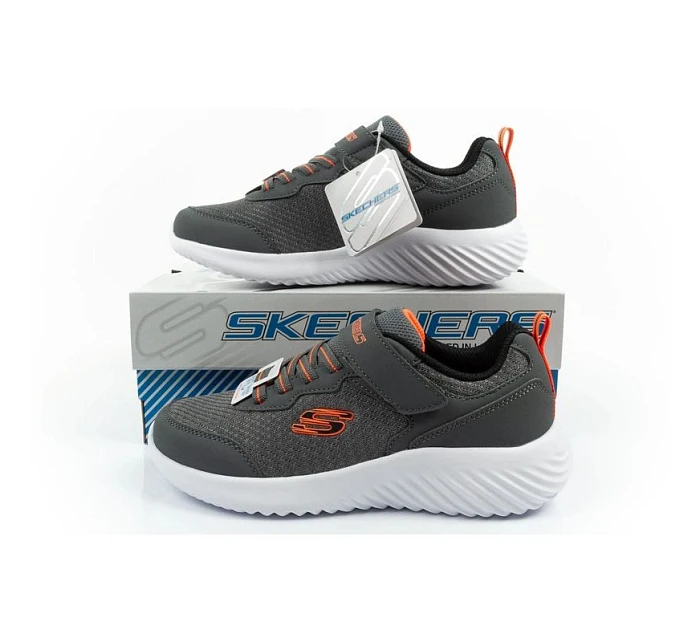 Dětská sportovní obuv Skechers Bounder na suchý zip, lehká, módní, šedá