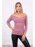 Halenka s výstřihem do V tmavě růžová Halenka s výstřihem do V tmavě růžová