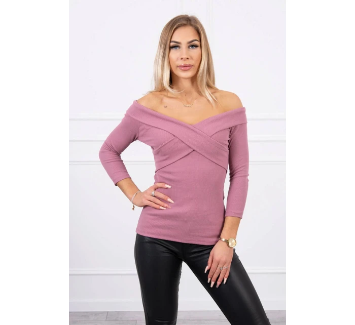 Halenka s výstřihem do V tmavě růžová Halenka s výstřihem do V tmavě růžová