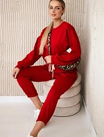 Komplet teplákové + kalhoty máslová látka červený