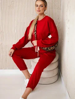 Komplet teplákové + kalhoty máslová látka červený