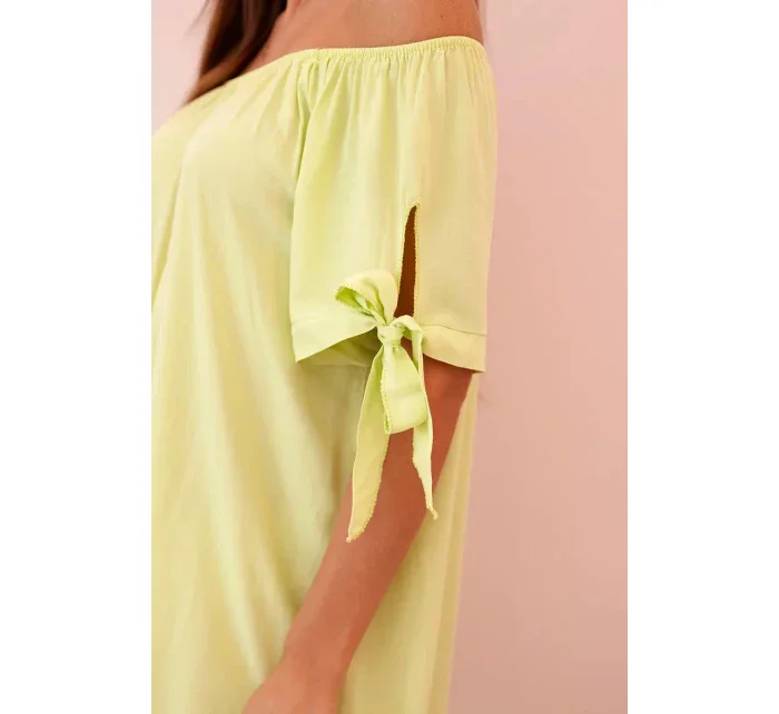 Dámské viskózové šaty s vázáním na rukávech pistáciové Dámské viskózové šaty s vázáním na rukávech pistáciové