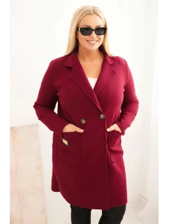Dámský elegantní plášť Plus Size s límcem a velkými kapsami model 21468732 - K-Fashion
