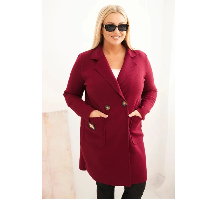 Dámský elegantní plášť Plus Size s límcem a velkými kapsami model 21468732 - K-Fashion Dámský elegantní plášť Plus Size s límcem a velkými kapsami model 21468732 - K-Fashion
