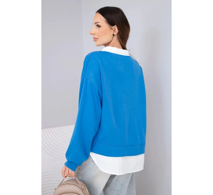 Dámská máslová mikina z viskózy s model 22014155 vsadkou chrpová - K-Fashion