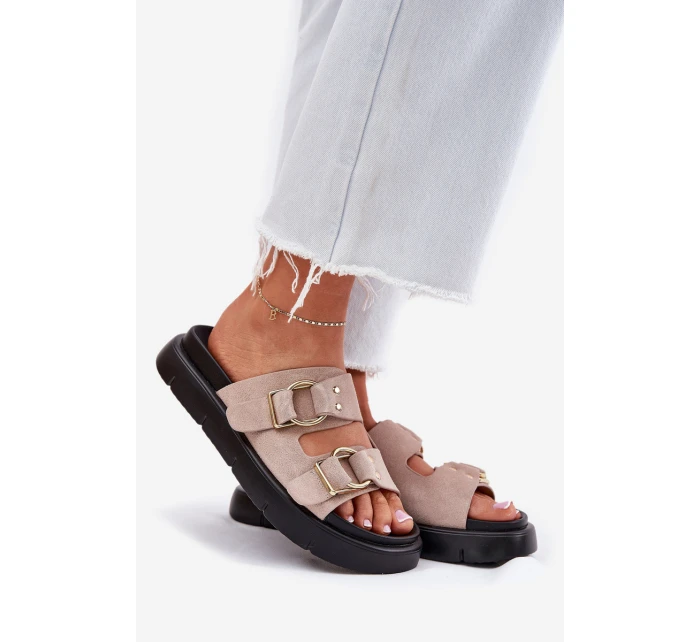 Dámské Sametové Sandały S Dekorativními Přezkami Big Star RR274659 Světle Růžové Dámské Sametové Sandały S Dekorativními Přezkami Big Star RR274659 Světle Růžové