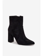 Zateplené dámské boty na podpatku z eko semiše černé model 21710237 - Boto Zateplené dámské boty na podpatku z eko semiše černé model 21710237 - Boto