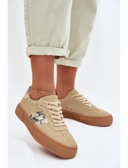 Dámské tenisky s kůží Big Star Béžové model 22042750 - Big Star Shoes
