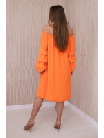 Španělské šaty s ozdobnými rukávy oranžové