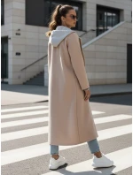 MODVENTURE dámský oversize kabát s kapucí béžový FashionStreet NY0721