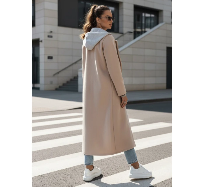 MODVENTURE dámský oversize kabát s kapucí béžový FashionStreet NY0721