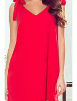 Červené dámské šaty s na ramenou a s volánkem model 8431488 - numoco
