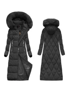 DŁUGA DAMSKA KURTKA ZIMOWA Z KAPTUREM CZARNA model 21241710 - Libland