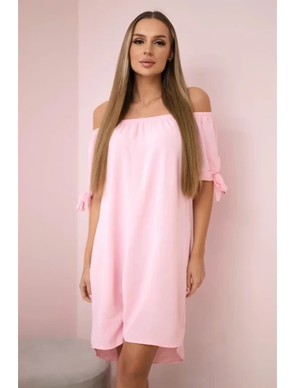 Šaty svázané na rukávech světle pudrově růžová Šaty svázané na rukávech světle pudrově růžová