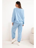 Dámský komplet máslový s volnou mikinou a kalhotami s nápisem LOVE modrý