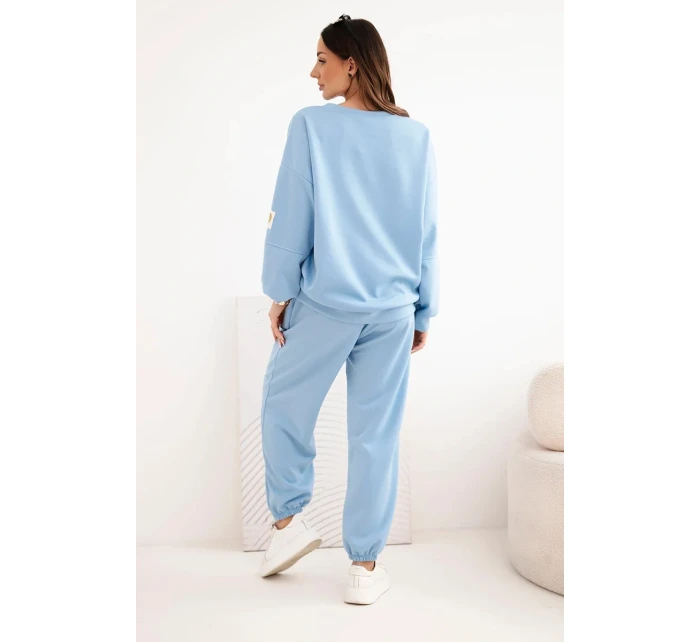 Dámský komplet máslový s volnou mikinou a kalhotami s nápisem LOVE modrý