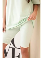 Dámský bavlněný komplet s krátkým rukávem a šortkami žlutý