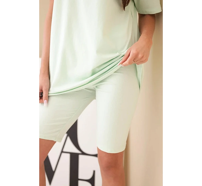 Dámský bavlněný komplet s krátkým rukávem a šortkami žlutý