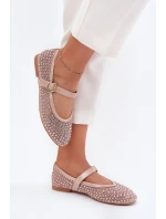 Zdobené Dámské Baletky S Páskem A Přezkou Béžové model 21702798 - Boto