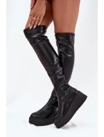 Dámské Kozačky Kolena Na Platformě A S Černé model 21707030 - Boto Dámské Kozačky Kolena Na Platformě A S Černé model 21707030 - Boto