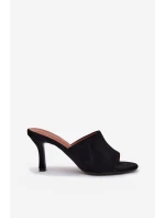 Dámské pantofle na podpatku z eko semiše černé model 21918726 - Boto