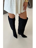 Dámské nazouvací kozačky na podpatku Černé model 22303593 - Boto