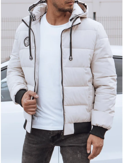 Pánská prošívaná zimní bunda s kapucí bílá FashionStreet TX4843