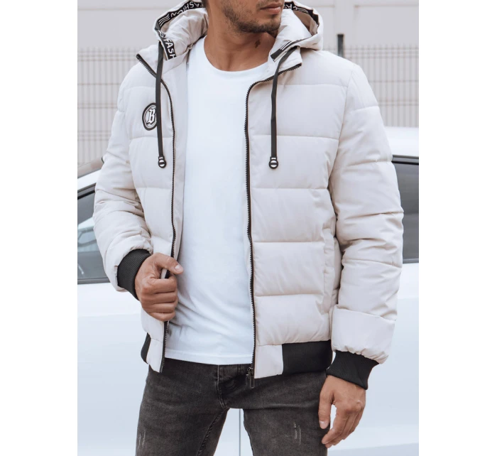 Pánská prošívaná zimní bunda s kapucí bílá FashionStreet TX4843
