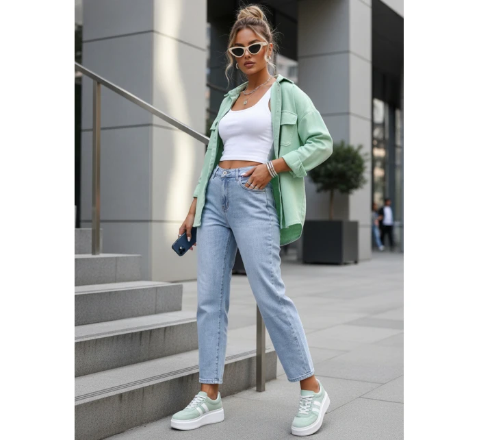 Dámské džíny mom fit s vysokým pasem modré FashionStreet UY2895