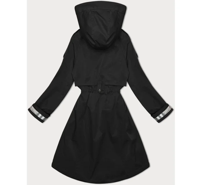 Tenká černá dámská bunda parka s kapucí BH Forever (BH-2403)