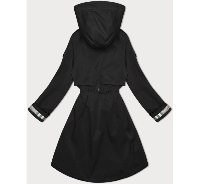 Tenká černá dámská bunda parka s kapucí BH Forever (BH-2403)