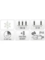 Světelný závěs na vánoční stromek 200x200 CM 408LED sněhové vločky MULTIKOLOR