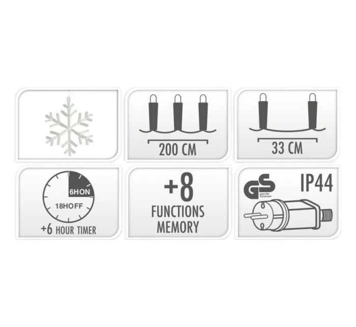 Světelný závěs na vánoční stromek 200x200 CM 408LED sněhové vločky MULTIKOLOR