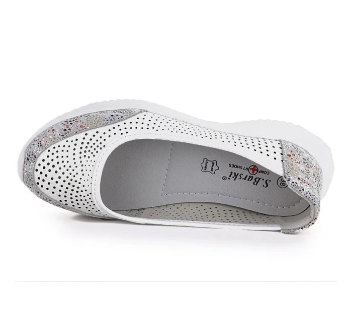 Dámská kožená otevřená bílá obuv S.Barski 7036 Dámská kožená otevřená bílá obuv S.Barski 7036