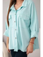 Dámská bavlněná košile s kapsami mátová