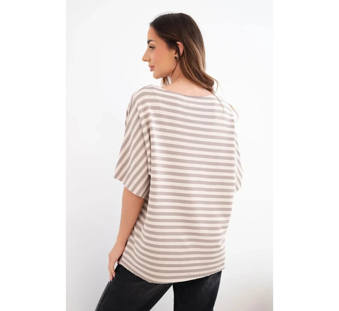 Dámská bavlněná proužkovaná halenka s krátkým rukávem fango