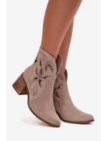 Dámské semišové boty s na podpatku  béžové model 21713148 - Zazoo