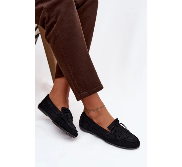 Dámské mokasíny s třásněmi černé model 21919027 - Boto