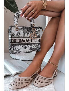 Odkryté baleríny béžové Eko semiš Farivelle