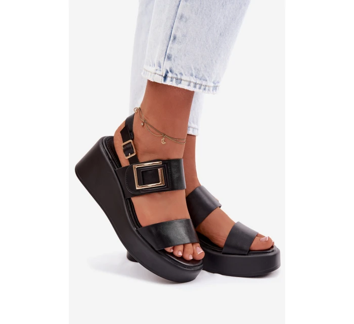 Dámské sandály na platformě s ozdobným detailem Černé model 22037679 - Boto