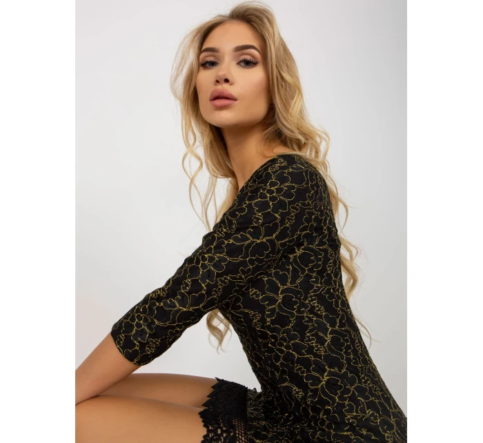Dámské šaty LK SK model 17925136 černé a zlaté - FPrice Dámské šaty LK SK model 17925136 černé a zlaté - FPrice